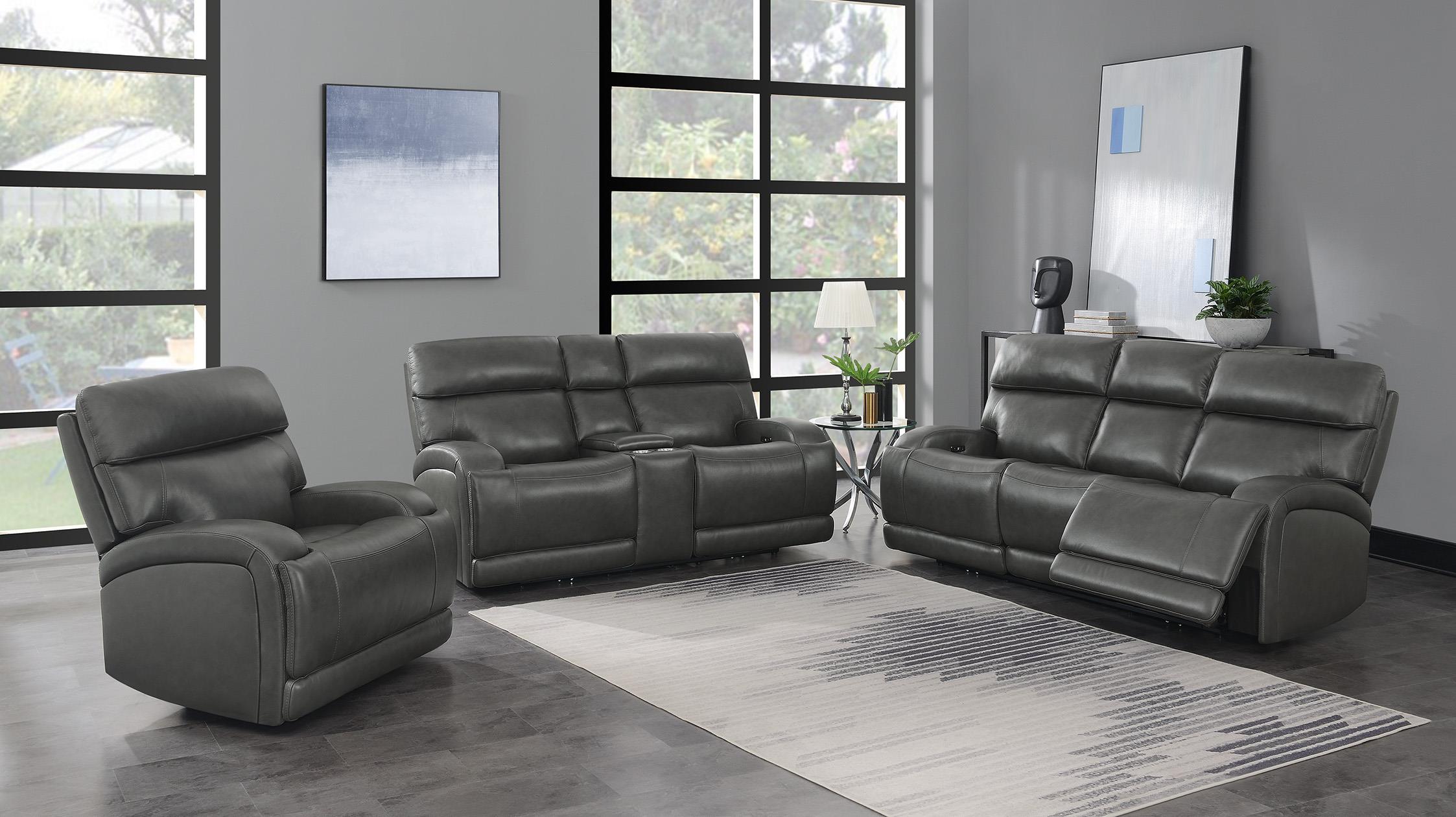 Longport Upholstered Power Reclining Sofa Charcoal