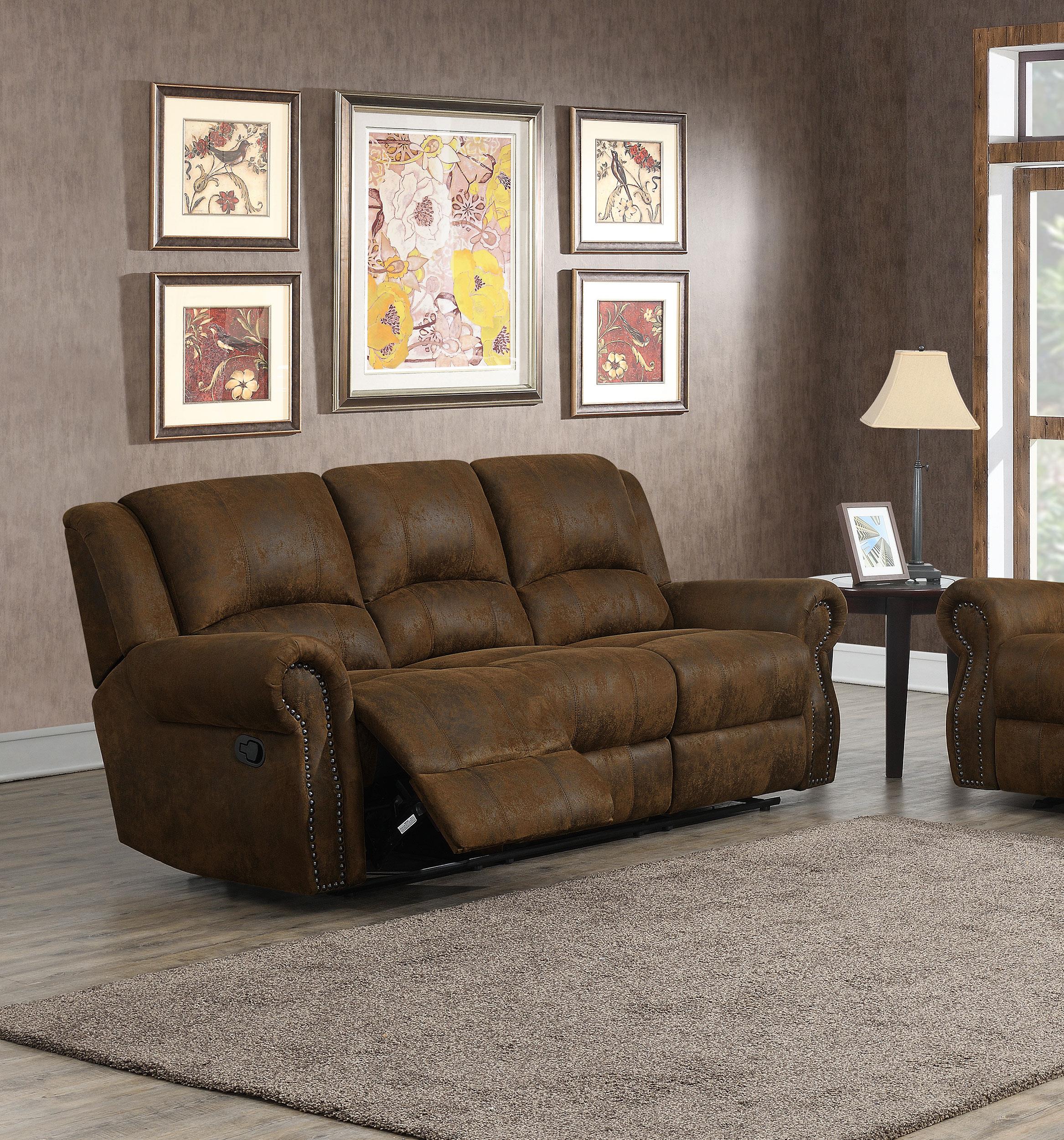 Sir Rawlinson Upholstered Reclining Sofa Buckskin Brown