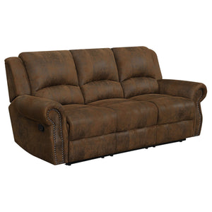 Sofá reclinable tapizado Sir Rawlinson en piel de ante marrón
