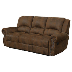 Sofá reclinable tapizado Sir Rawlinson en piel de ante marrón