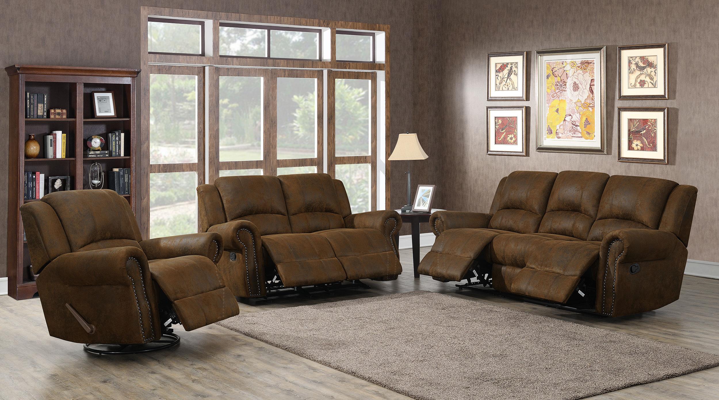Sir Rawlinson Upholstered Reclining Sofa Buckskin Brown