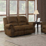 Loveseat deslizante con brazos enrollados Sir Rawlinson y ribete de tachuelas en ante marrón