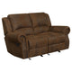 Loveseat deslizante con brazos enrollados Sir Rawlinson y ribete de tachuelas en ante marrón