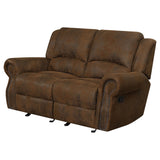 Loveseat deslizante con brazos enrollados Sir Rawlinson y ribete de tachuelas en ante marrón