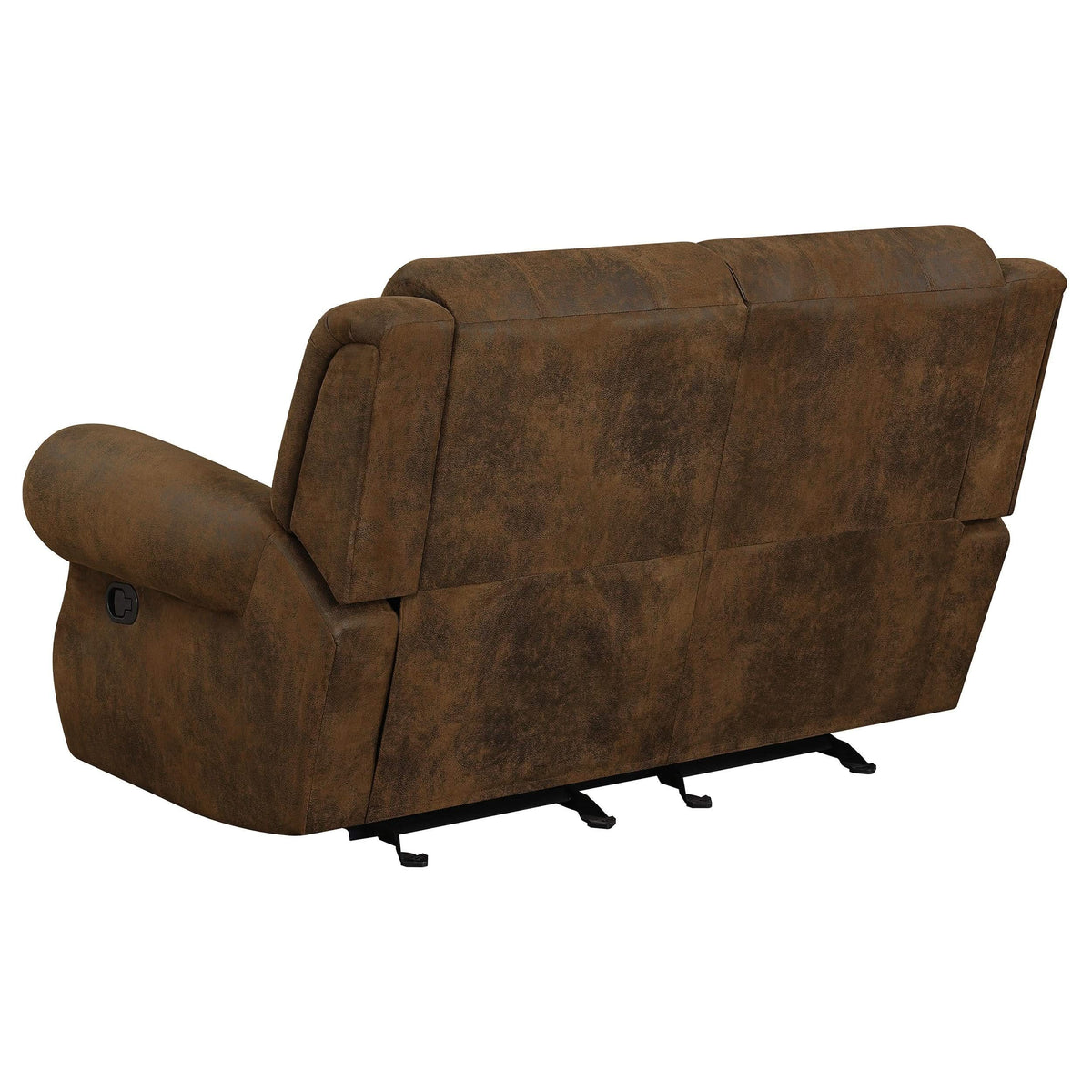 Loveseat deslizante con brazos enrollados Sir Rawlinson y ribete de tachuelas en ante marrón