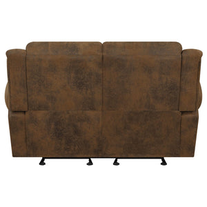 Loveseat deslizante con brazos enrollados Sir Rawlinson y ribete de tachuelas en ante marrón