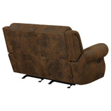 Loveseat deslizante con brazos enrollados Sir Rawlinson y ribete de tachuelas en ante marrón