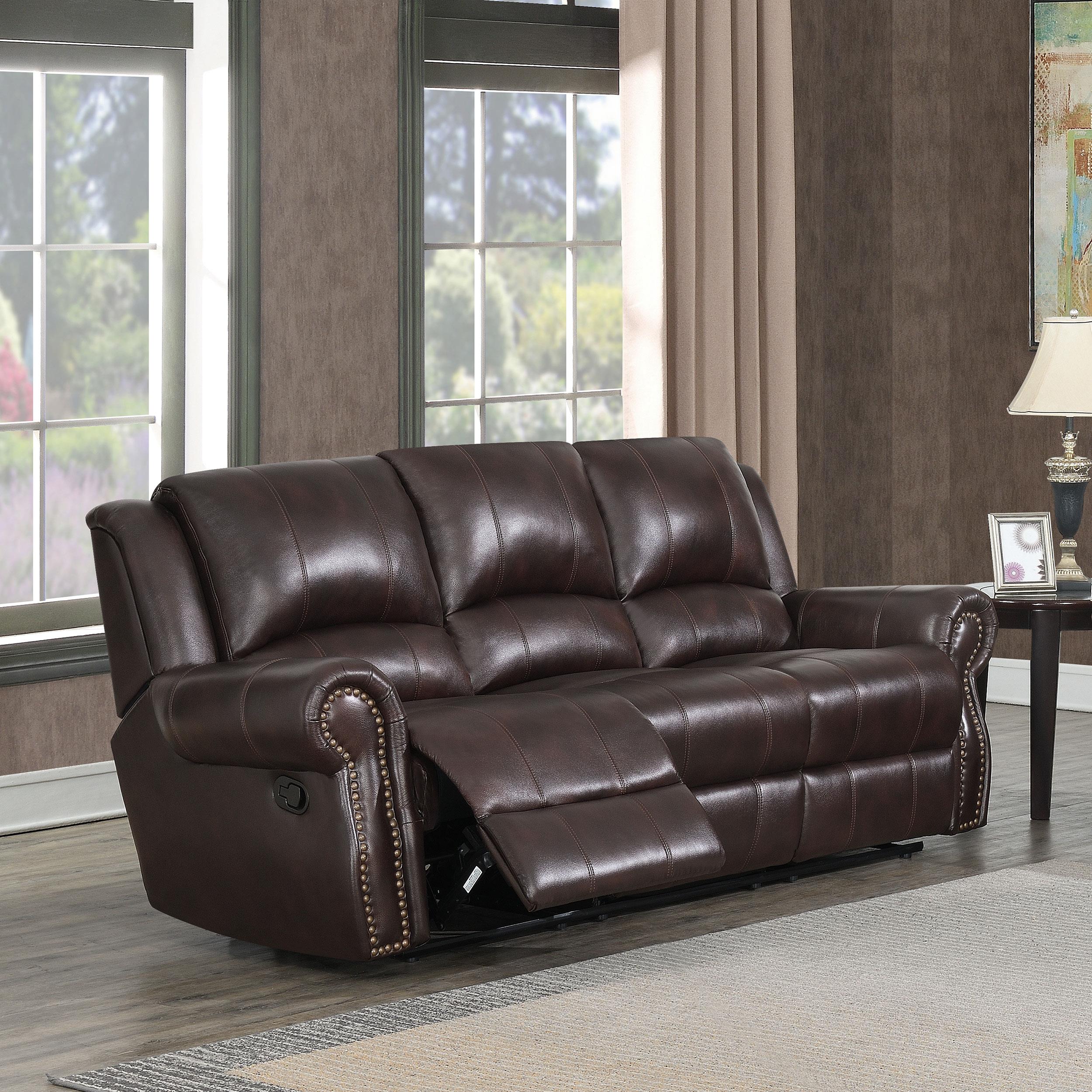 Sir Rawlinson Nailhead Trim Motion Sofa Dark Brown