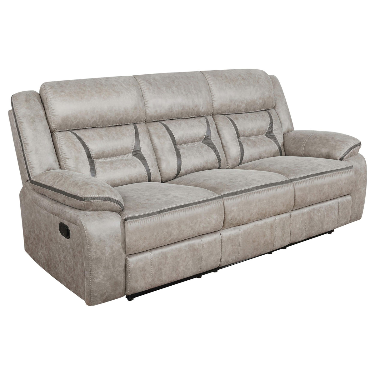 Sofá reclinable tapizado con movimiento Greer en color topo