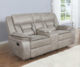 Loveseat reclinable con movimiento tapizado Greer en color topo