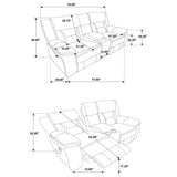 Loveseat reclinable con movimiento tapizado Greer en color topo