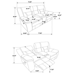 Loveseat reclinable con movimiento tapizado Greer en color topo