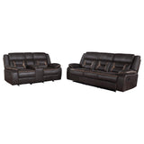 Conjunto de sofá reclinable tapizado Greer de 2 piezas en marrón