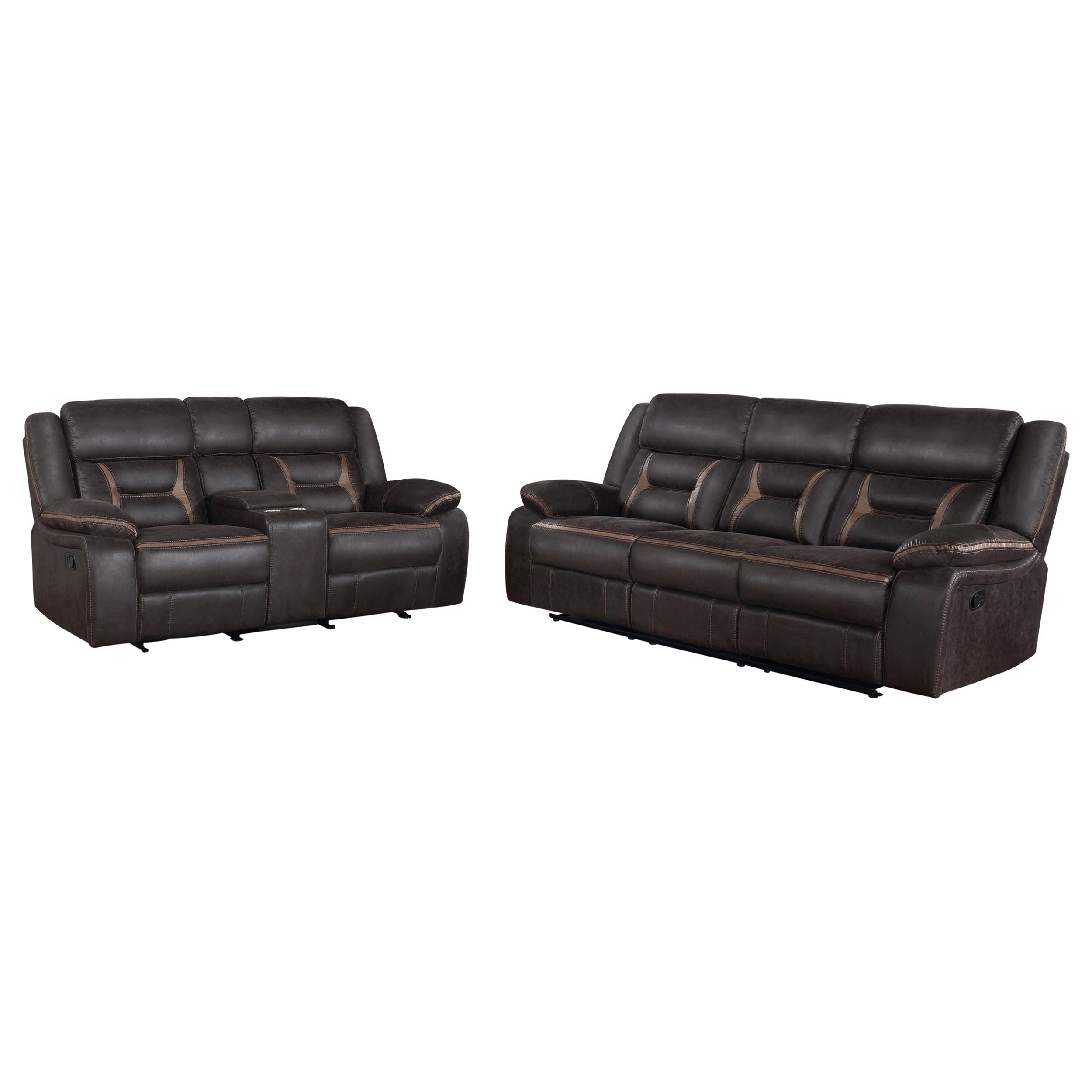 Greer 2-piece Upholstered Reclining Sofa Set Brown