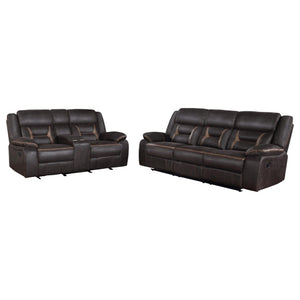 Conjunto de sofá reclinable tapizado Greer de 2 piezas en marrón