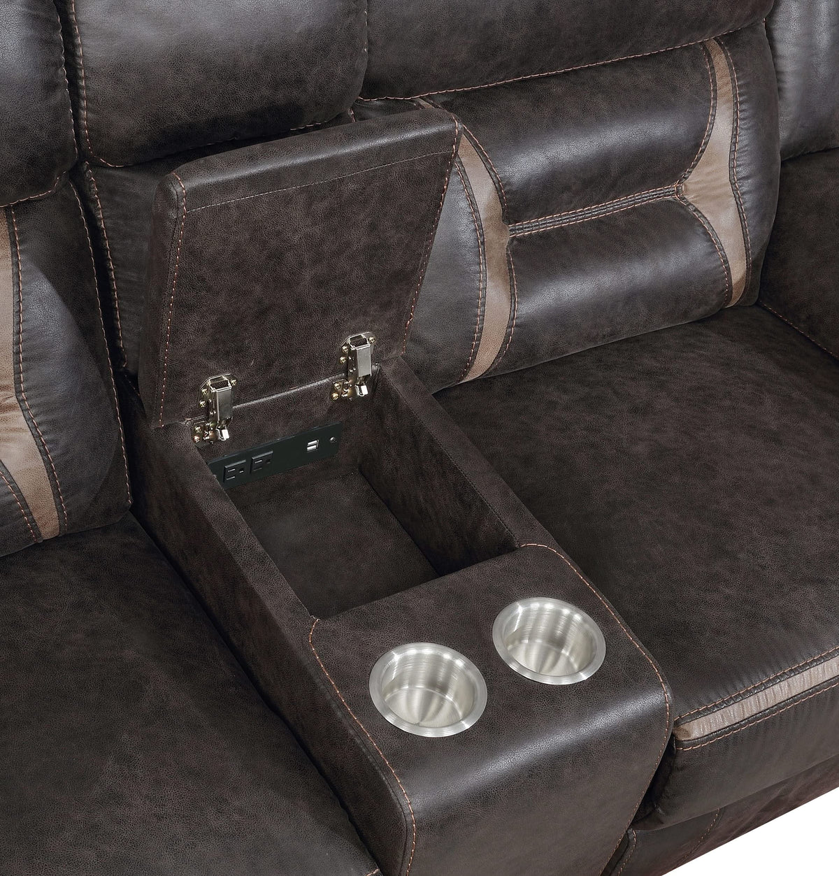 Conjunto de sofá reclinable tapizado Greer de 2 piezas en marrón
