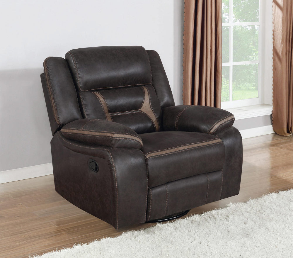 Sillón reclinable giratorio tapizado Greer marrón