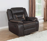 Sillón reclinable giratorio tapizado Greer marrón
