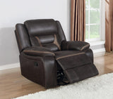 Sillón reclinable giratorio tapizado Greer marrón