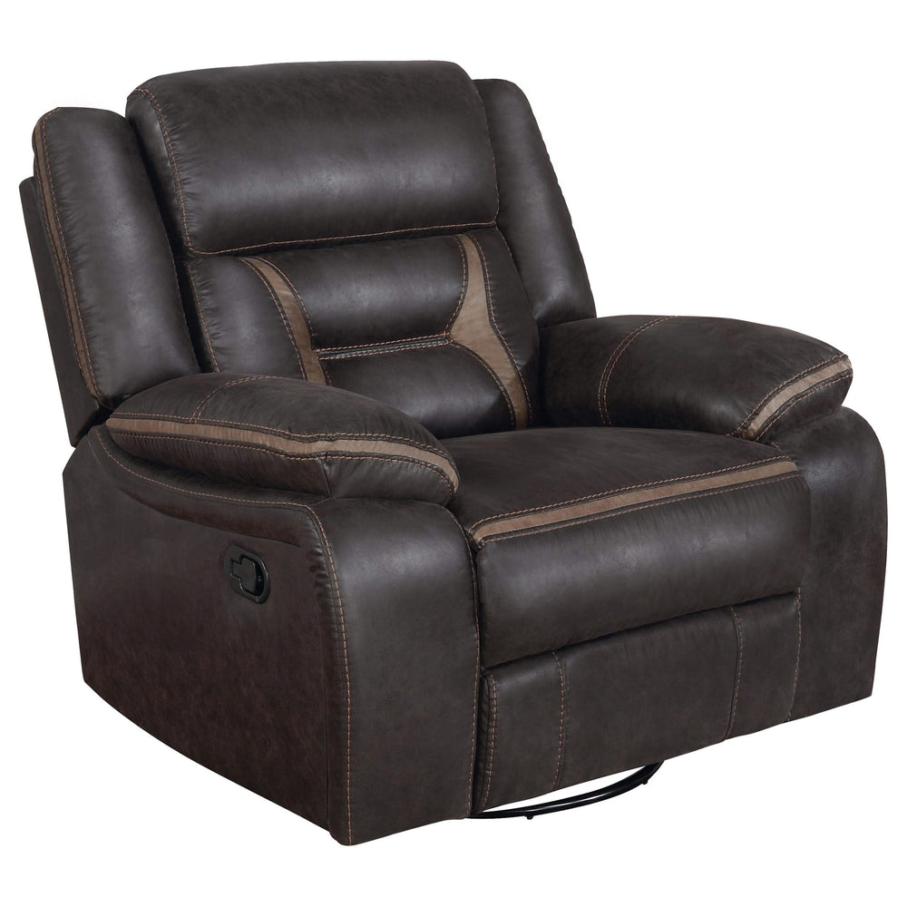 Sillón reclinable giratorio tapizado Greer marrón