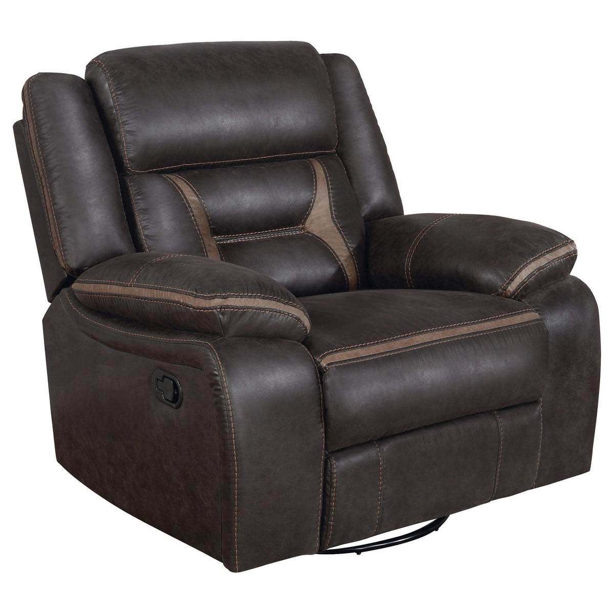 Sillón reclinable giratorio tapizado Greer marrón