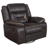 Sillón reclinable giratorio tapizado Greer marrón