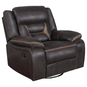 Sillón reclinable giratorio tapizado Greer marrón