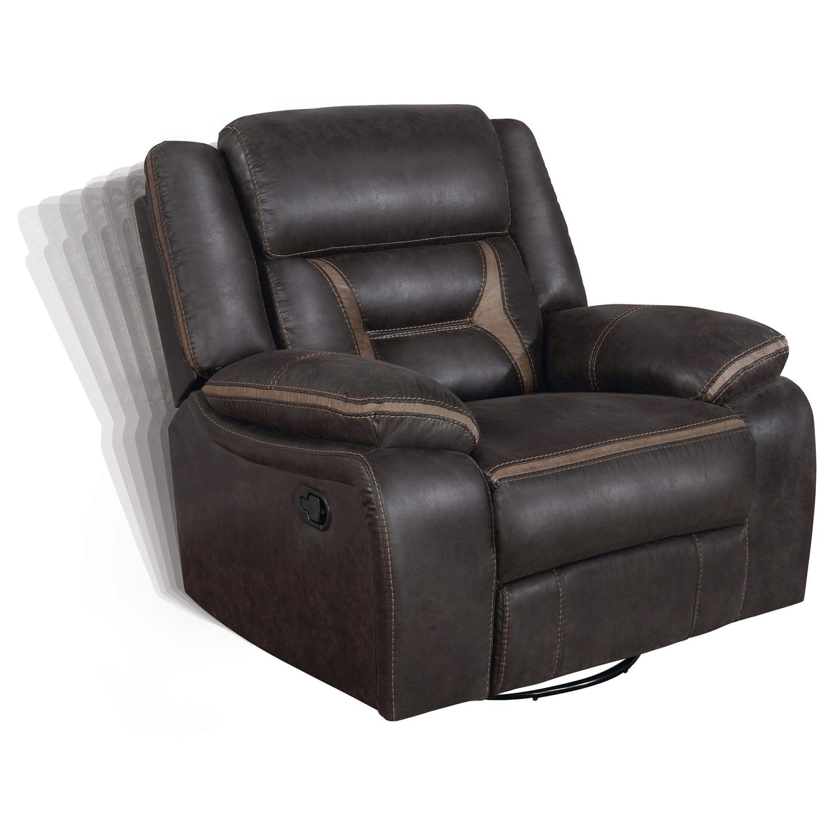 Sillón reclinable giratorio tapizado Greer marrón