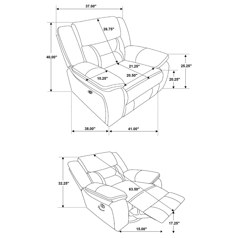Sillón reclinable giratorio tapizado Greer marrón