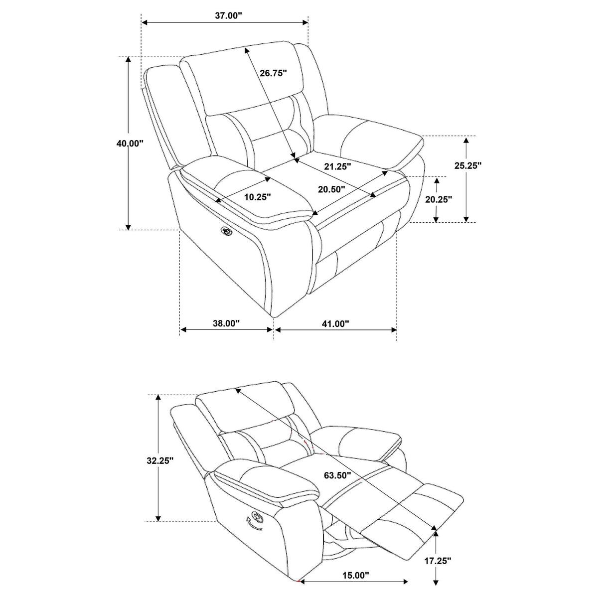 Sillón reclinable giratorio tapizado Greer marrón