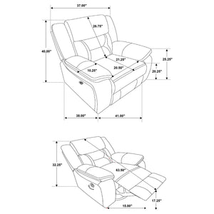Sillón reclinable giratorio tapizado Greer marrón