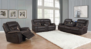 Sillón reclinable giratorio tapizado Greer marrón