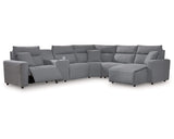 Seccional reclinable eléctrico ModMax II de 6 piezas con chaise longue