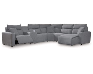 Seccional reclinable eléctrico ModMax II de 6 piezas con chaise longue