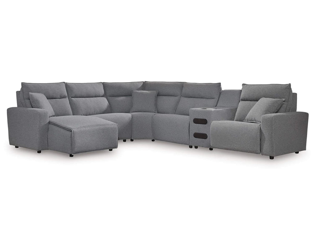 Seccional reclinable ModMax II de 6 piezas con chaise longue y consola de audio