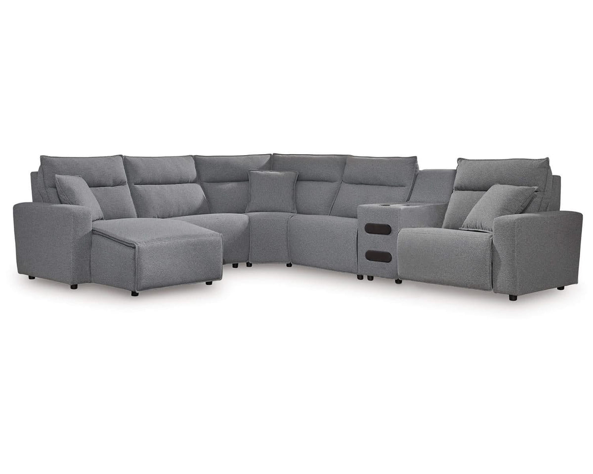 Seccional reclinable ModMax II de 6 piezas con chaise longue y consola de audio