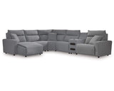 Seccional reclinable ModMax II de 6 piezas con chaise longue y consola de audio