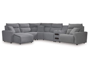 Seccional reclinable ModMax II de 6 piezas con chaise longue y consola de audio
