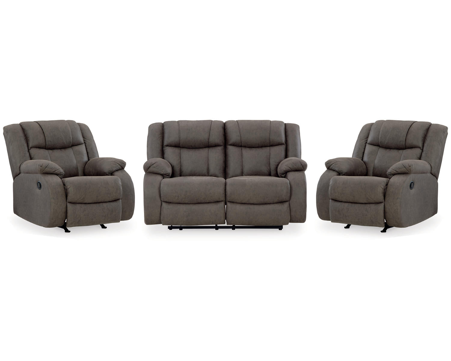 First Base Reclining Loveseat and 2 Recliners