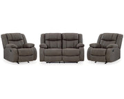 First Base Reclining Loveseat and 2 Recliners