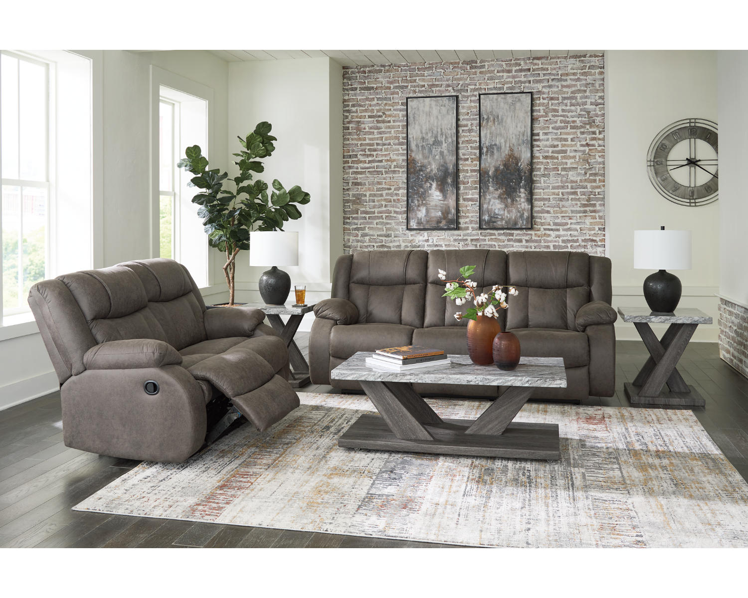 First Base Reclining Sofa and Loveseat