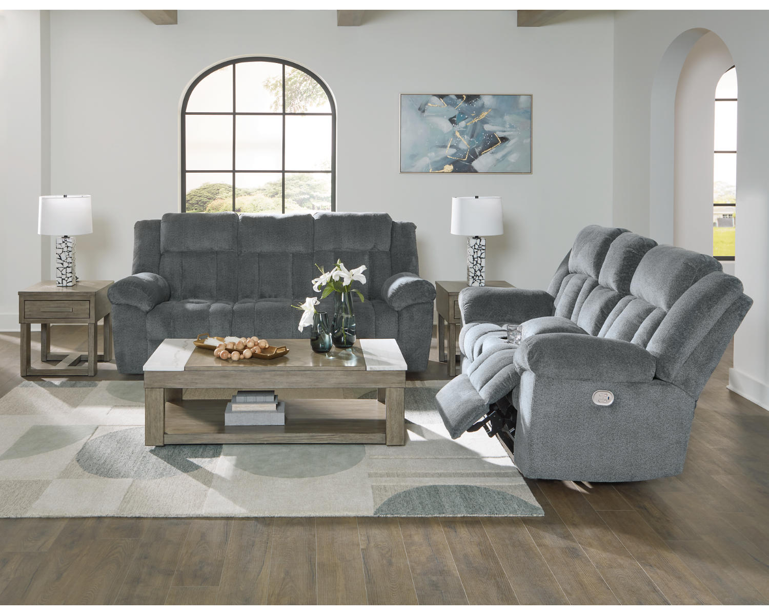 Tip-Off Power Reclining Sofa and Loveseat