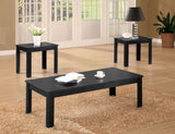 Juego de mesa de centro Elias de 3 piezas de madera de ingeniería, color negro