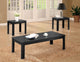 Juego de mesa de centro Elias de 3 piezas de madera de ingeniería, color negro
