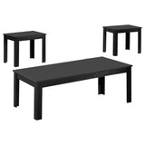 Juego de mesa de centro Elias de 3 piezas de madera de ingeniería, color negro