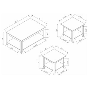 Juego de mesa de centro rectangular de 3 piezas Brooks Cappuccino