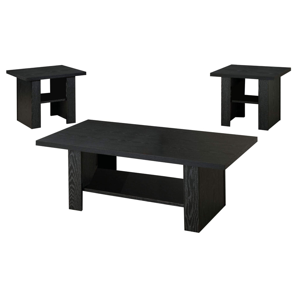 Juego de mesa de centro Rodez de 3 piezas de madera de ingeniería en roble negro