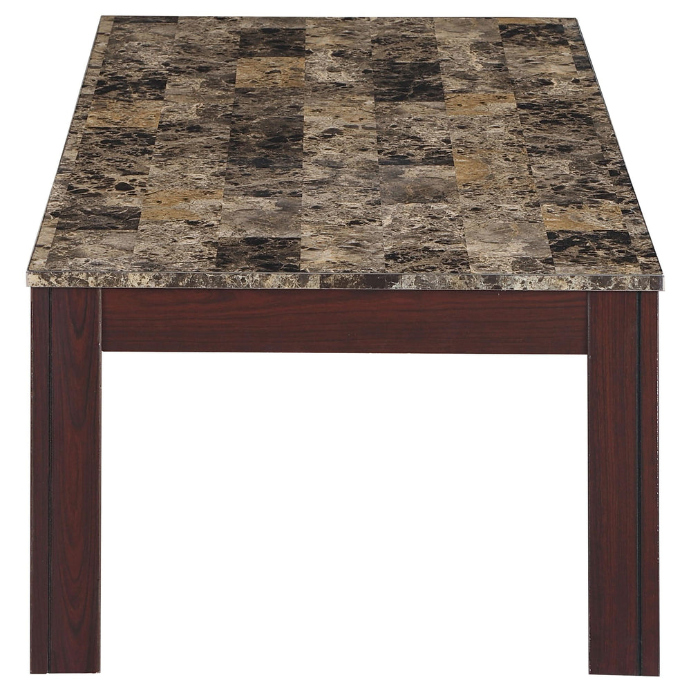 Juego de mesa de centro Rhodes de 3 piezas con superficie de mármol sintético, color marrón