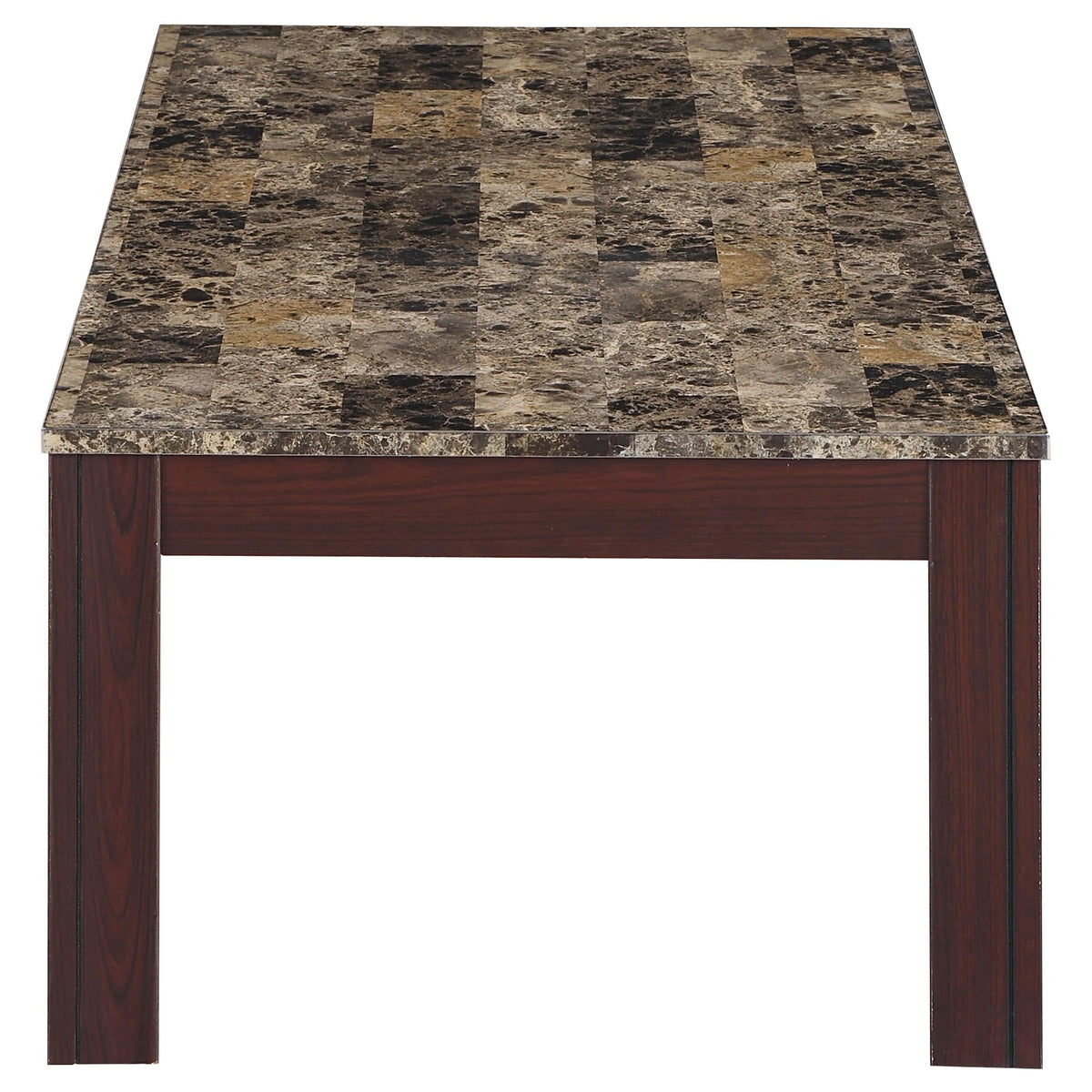 Juego de mesa de centro Rhodes de 3 piezas con superficie de mármol sintético, color marrón