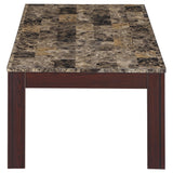 Juego de mesa de centro Rhodes de 3 piezas con superficie de mármol sintético, color marrón